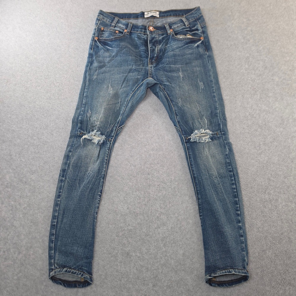 One Teaspoon Desperados Distressed Skinny Jeans Blue Size 30 Low Rise Slim Denim